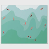 Retro Surfing Ocean Minimalistisch Coastal Geschenkpapier (Flach)