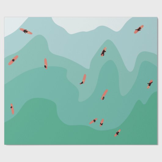 Retro Surfing Ocean Minimalistisch Coastal Geschenkpapier (Flach)