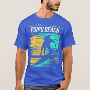 Retro Surfing Poipu Beach Kauai Hawaii Vintag Sur T-Shirt