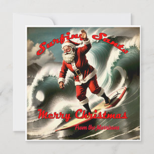 Retro-Surfing-Santa im Vintage-Weihnachtsstil Karte