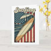 Retro-Surfing-USA-Flagge Karte (Gelbe Blume)