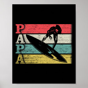 Retro-Surfing-Vintage Papa Surf Surfer Silhouette Poster