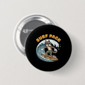 Retro Surfing Wolf Surf Pack Ozeanwellen Retro Button (Vorne & Hinten)