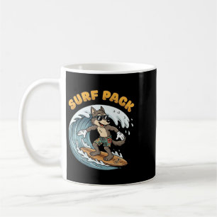 Retro Surfing Wolf Surf Pack Ozeanwellen Vintage Kaffeetasse