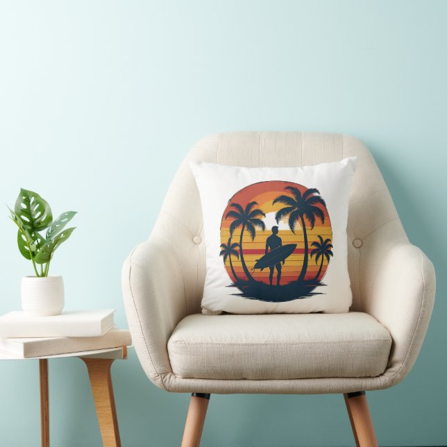 Retro Surfkissen - 70er Sunset Beach Throw Cush Kissen (Stuhl )