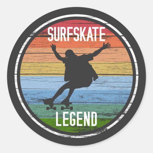 Retro Surfskate Legend T - Shirt Runder Aufkleber (Vorderseite)