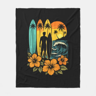 Retro-Surfstrand-Sonnenuntergang-Tropisch Fleecedecke