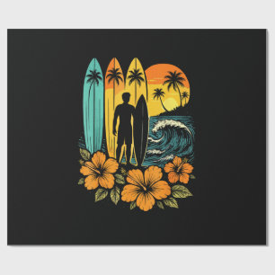 Retro-Surfstrand Sonnenuntergang Tropisch Geschenkpapier