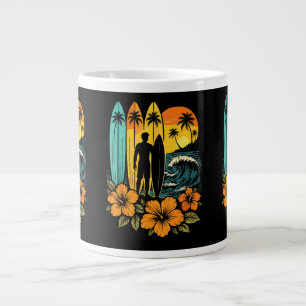 Retro-Surfstrand Sonnenuntergang Tropisch Jumbo-Tasse