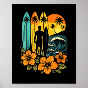 Retro-Surfstrand Sonnenuntergang Tropisch Poster