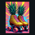 Retro Surreal Ananas Roller Skate Pop Art Poster<br><div class="desc">Dieses kühne und eigenartige Kunstwerk erfindet sich als goldene Ananas in einem Rollenspiel und verwandelt den Alltag in eine surreale Kulturerklärung des Pops. Jeder glänzende Ananas-Stiefel, komplett mit metallischem Glanz und tropischer Textur, sitzt auf glänzenden Chromfelgen und ist bereit, in eine Welt zu rollen, in der Luxus auf spielerische Rebellion...</div>