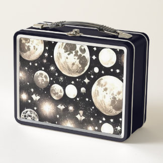 Retro-Surreal-Art-Deco-Bemalte Monde Metall Brotdose