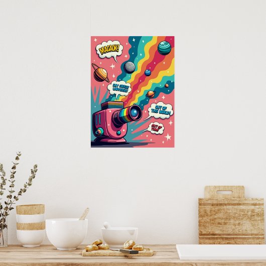 Retro Surrealismus - Pop Art Cosmic Camera Poster (Küche)