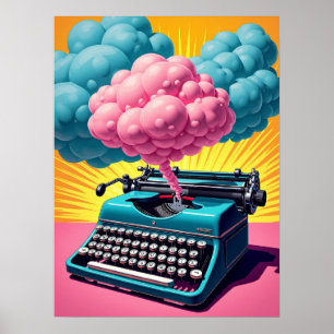 Retro Surrealismus Pop Art Schreibmaschine Poster