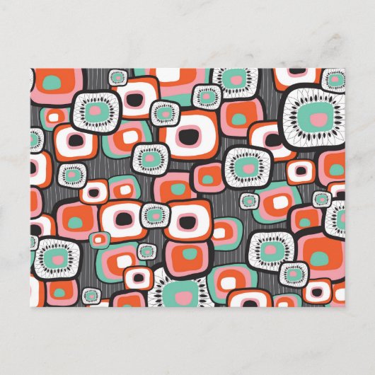 Retro Sushi Blume Squares Danke, Postcard Postkarte (Vorderseite)