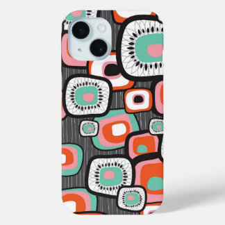 Retro Sushi Box Blume Quadrate farbiges Muster iPhone 15 Hülle