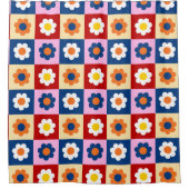 Retro Süß farbenfrohes Blumenmuster Duschvorhang (Vorderseite)