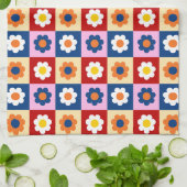 Retro Süß farbenfrohes Blumenmuster Geschirrtuch (Gefaltet)