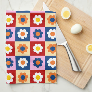 Retro Süß farbenfrohes Blumenmuster  Geschirrtuch