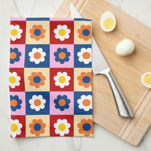 Retro Süß farbenfrohes Blumenmuster Geschirrtuch (Viertel Falte)