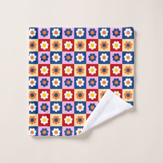 Retro Süß farbenfrohes Blumenmuster  Waschlappen (Waschlappen)