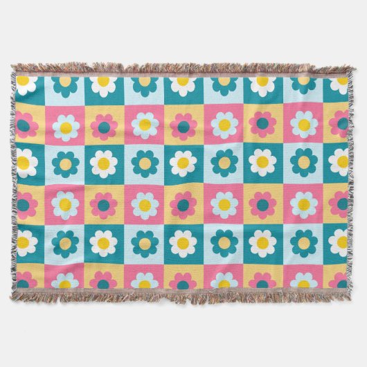 Retro Süß farbenfrohes Pastell-Blumenmuster  Decke (Vorderseite)