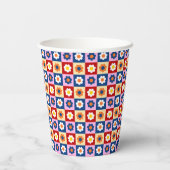 Retro Süß farbenfrohes Pastell-Blumenmuster  Pappbecher (Rückseite)