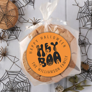Retro süß Hey Boo Halloween Geist Gruselig Schwa Runder Aufkleber