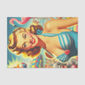 Retro Süß Kitsch Mädchen Seidenpapier (Vorderseite)
