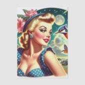 Retro Süß Kitsch Pin-up Seidenpapier (Vorderseite)