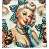 Retro Süß Klassische Pinup Duschvorhang (Vorderseite)