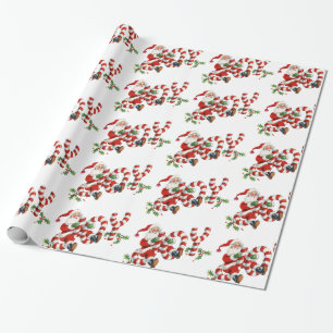 Retro Süß Lustiger Weihnachtsmann Freude Feiertags Geschenkpapier