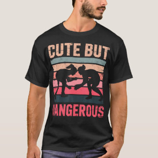 Retro Süße aber Gefährliche Ringerin Mädchen T-Shirt