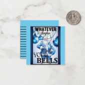 Retro Süsse Blue Christmas Mitteilungskarte (Vorderseite/Rückseite Beispiel)