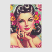 Retro Süße Blumen Pin Up Seidenpapier (Vorderseite)