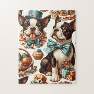 Retro süße Boston Terrier Illustration Puzzle