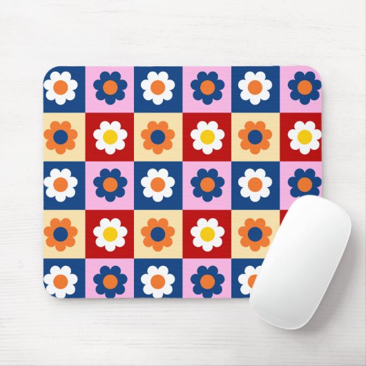 Retro Süße bunte Blumen Muster Mousepad (Mit Mouse)