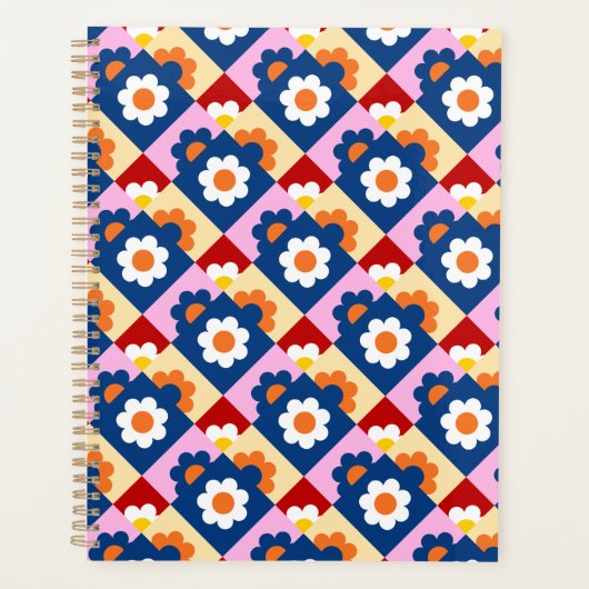 Retro Süße bunte Blumen Muster Planer (Vorderseite)