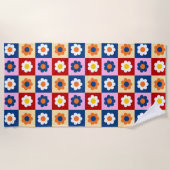 Retro Süße bunte Blumen Muster Strandtuch (Vorderseite)