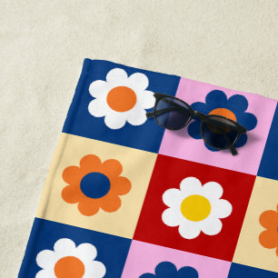 Retro Süße bunte Blumen Muster Strandtuch