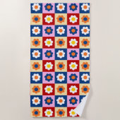 Retro Süße bunte Blumen Muster Strandtuch (Vorderseite)