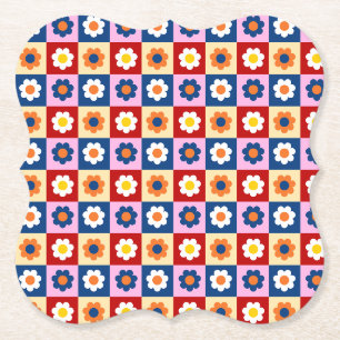 Retro Süße bunte Blumen Muster Untersetzer