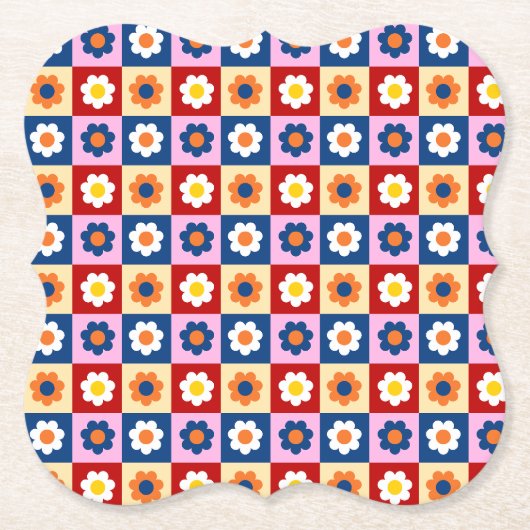 Retro Süße bunte Blumen Muster Untersetzer (Vorderseite)