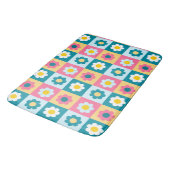 Retro Süße bunte Pastell-Blumen-Muster Badematte (Schrägansicht)