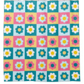 Retro Süße bunte Pastell-Blumen-Muster Duschvorhang (Vorderseite)