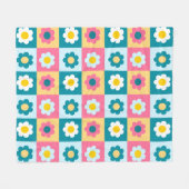 Retro Süße bunte Pastell-Blumen-Muster  Fleecedecke (Vorderseite (Horizontal))