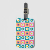 Retro Süße bunte Pastell-Blumen-Muster Gepäckanhänger (Vorderseite Vertikal)