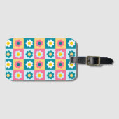 Retro Süße bunte Pastell-Blumen-Muster Gepäckanhänger (Vorderseite (Horizontal))