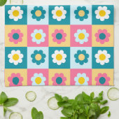 Retro Süße bunte Pastell-Blumen-Muster Geschirrtuch (Gefaltet)