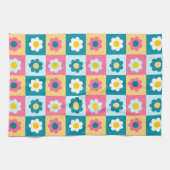 Retro Süße bunte Pastell-Blumen-Muster Geschirrtuch (Horizontal)